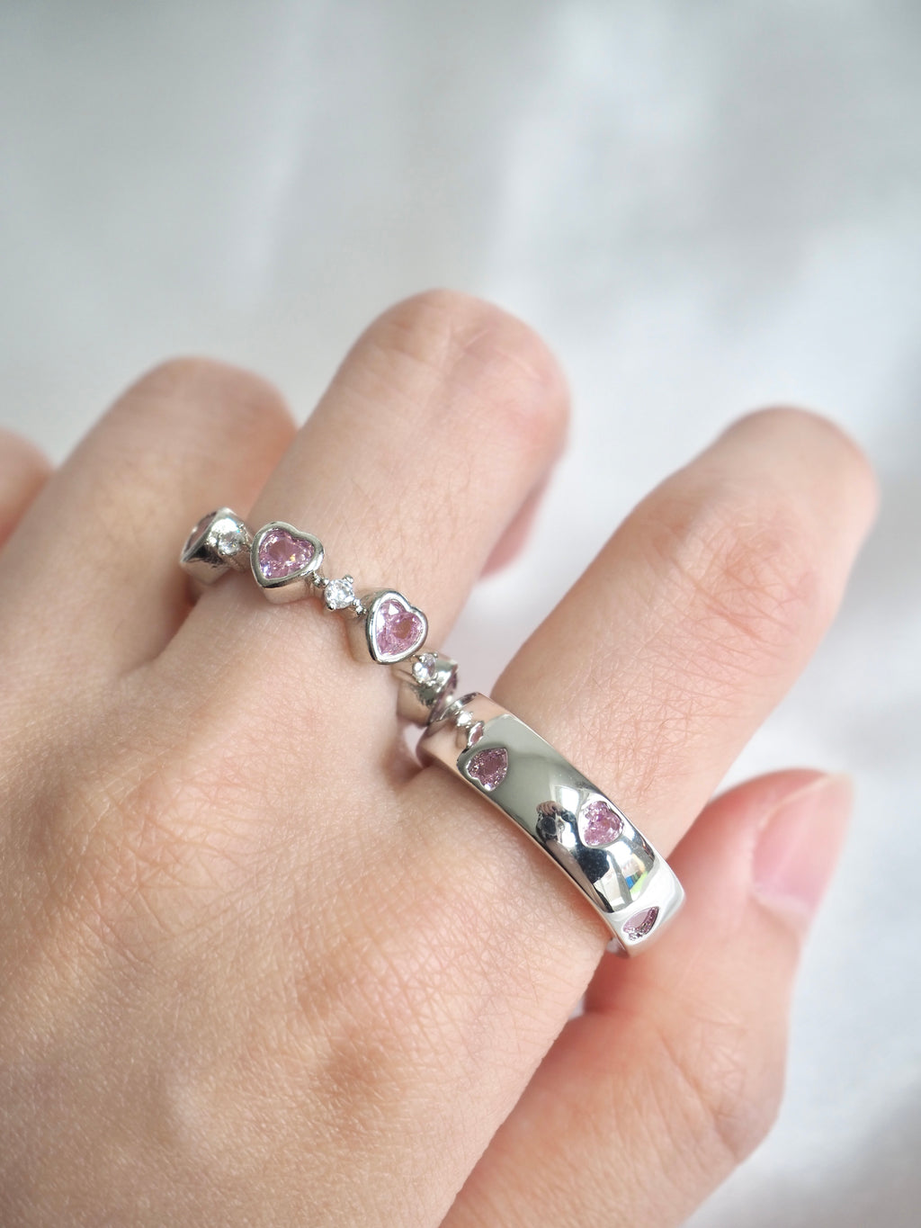 solid pink heart ring