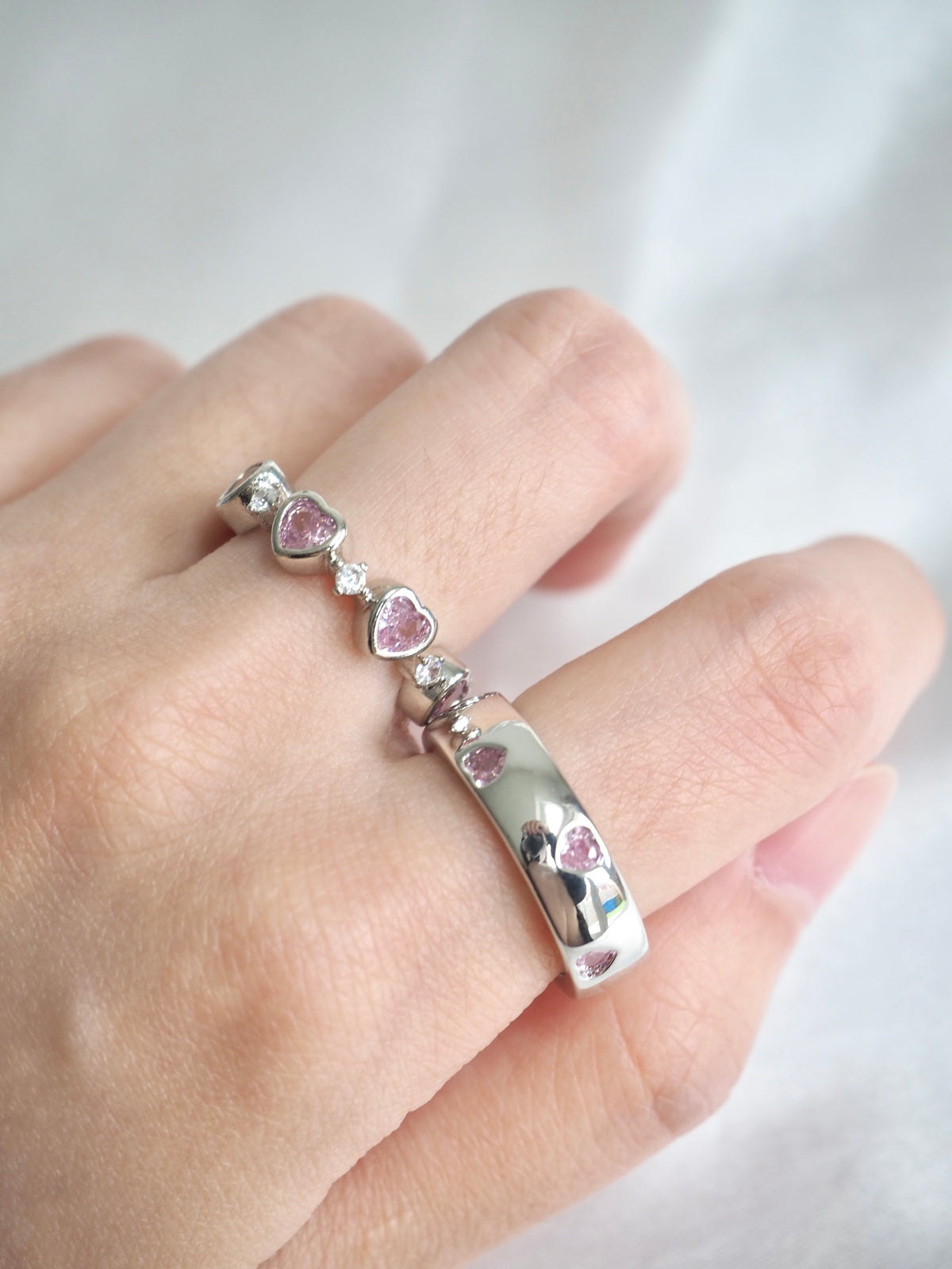 solid pink heart ring