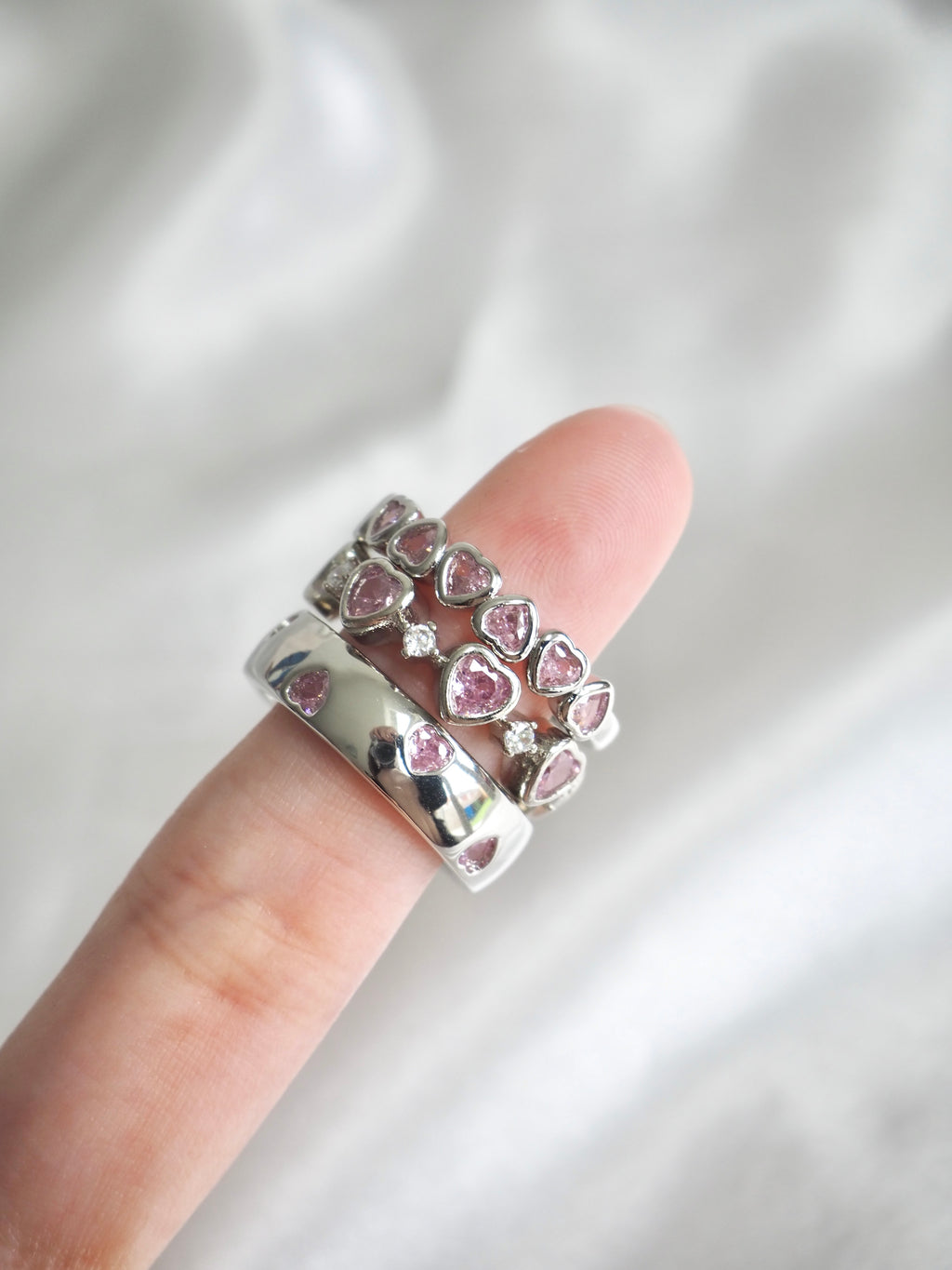 solid pink heart ring