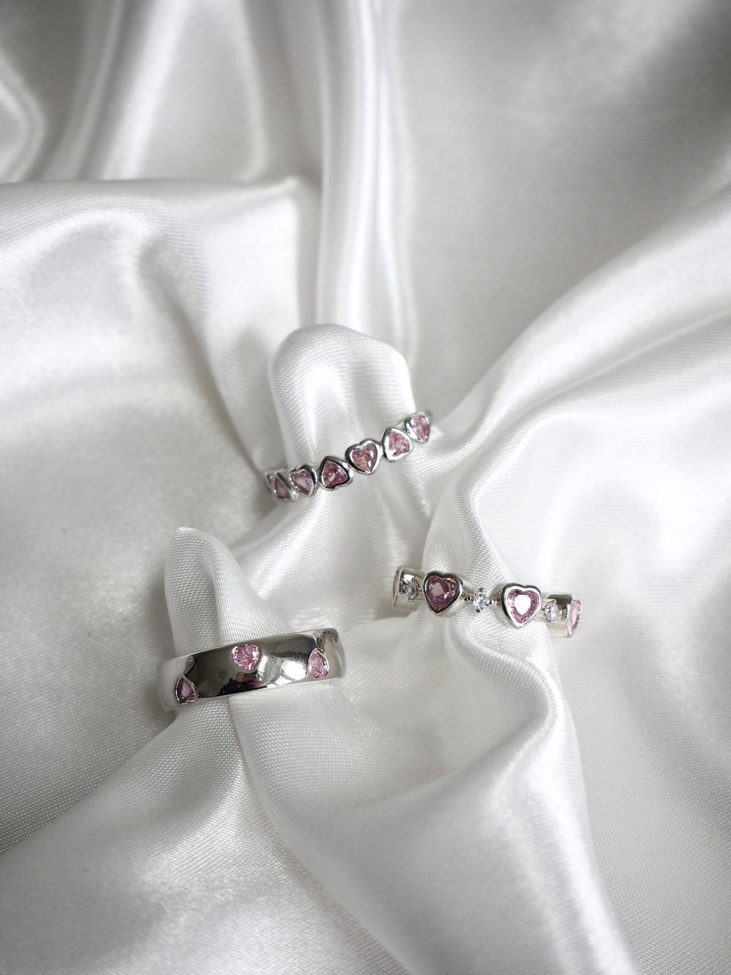 solid pink heart ring