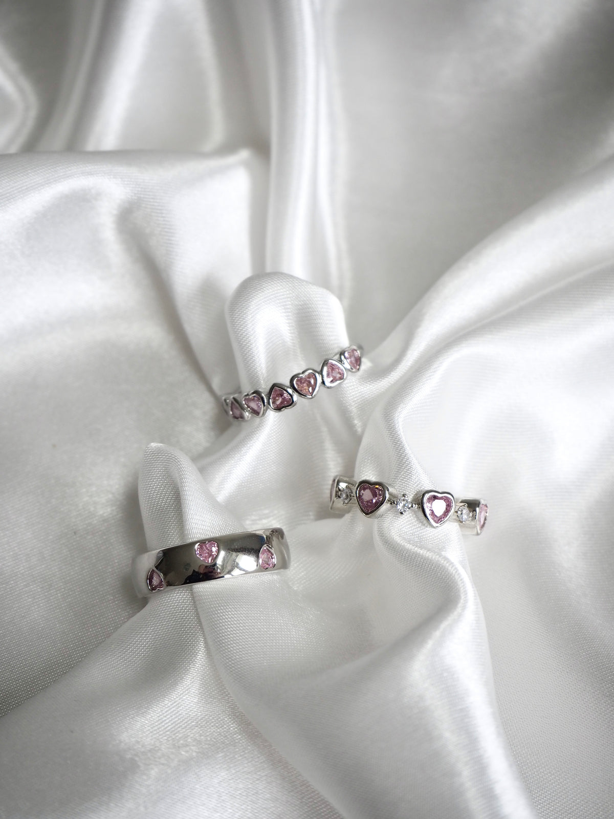 solid pink heart ring