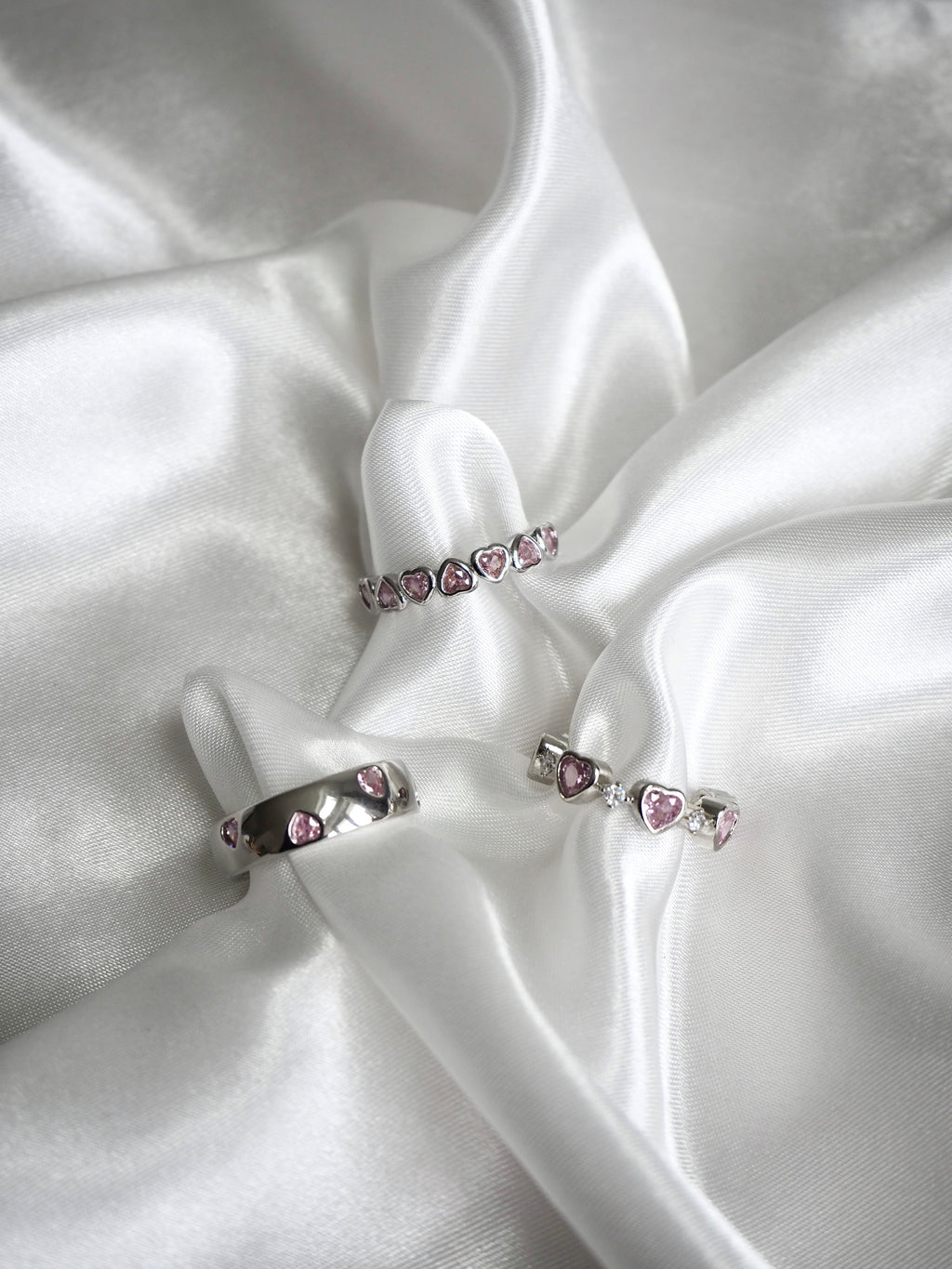 solid pink heart ring