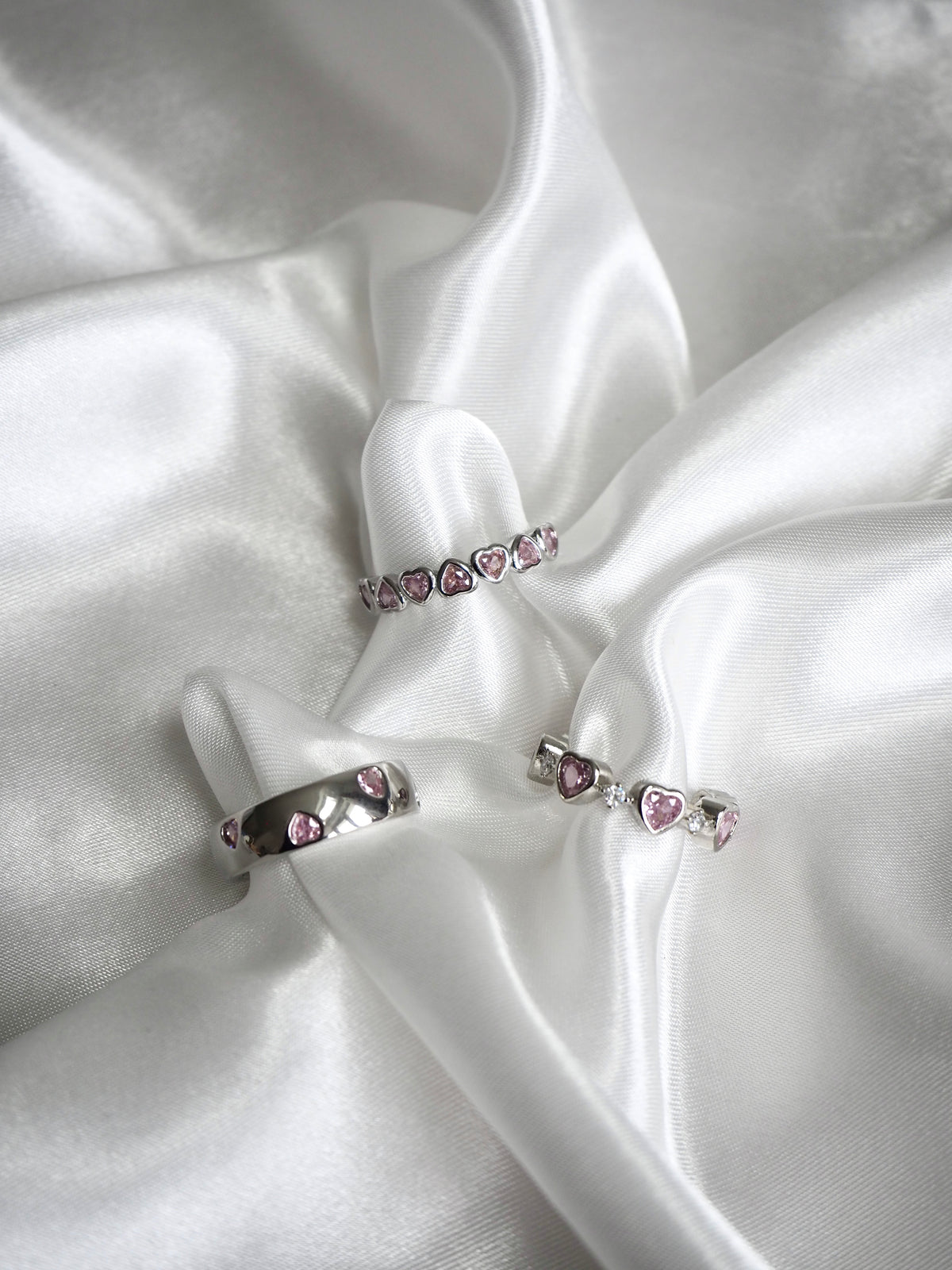 solid pink heart ring