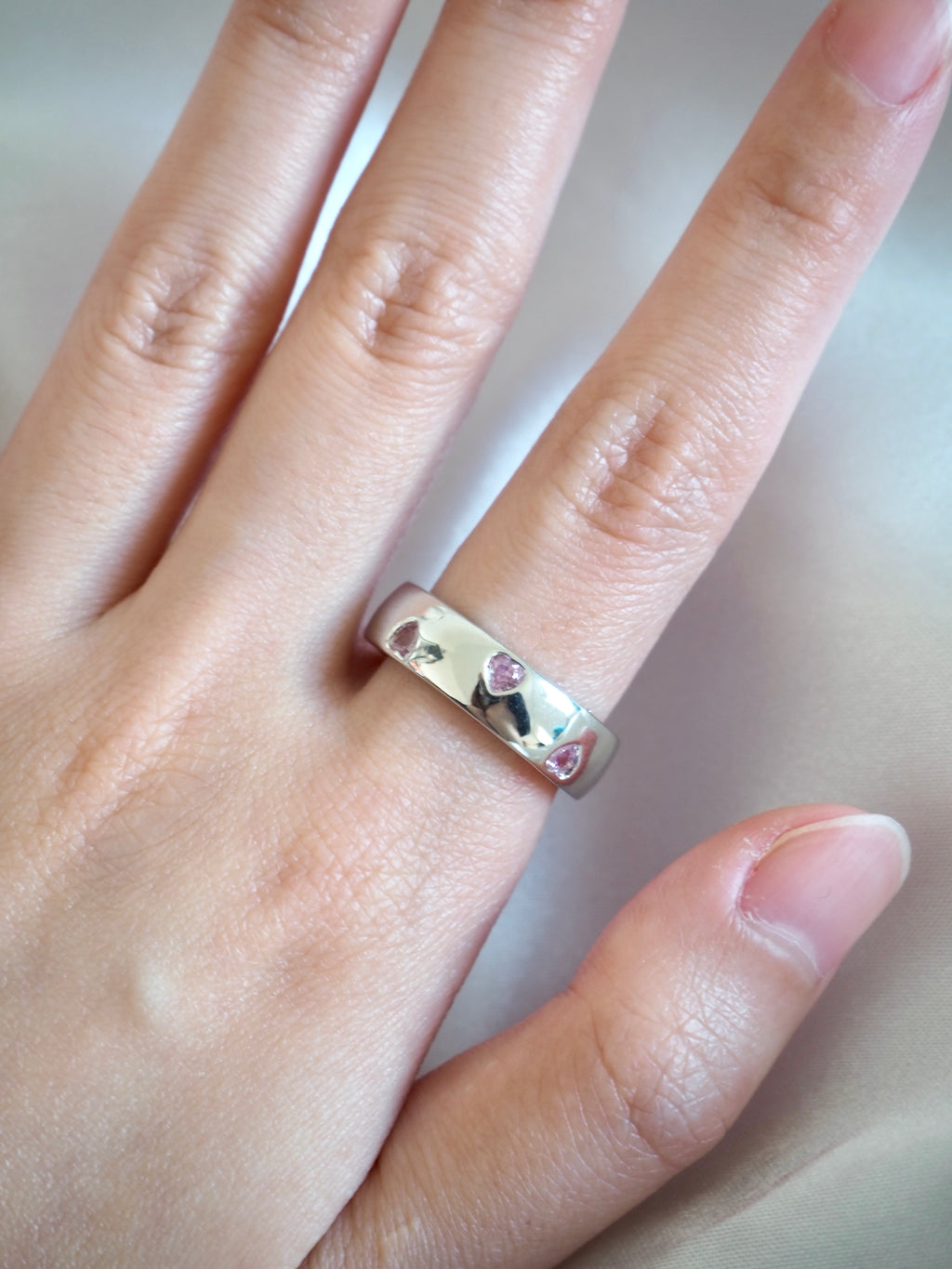 solid pink heart ring