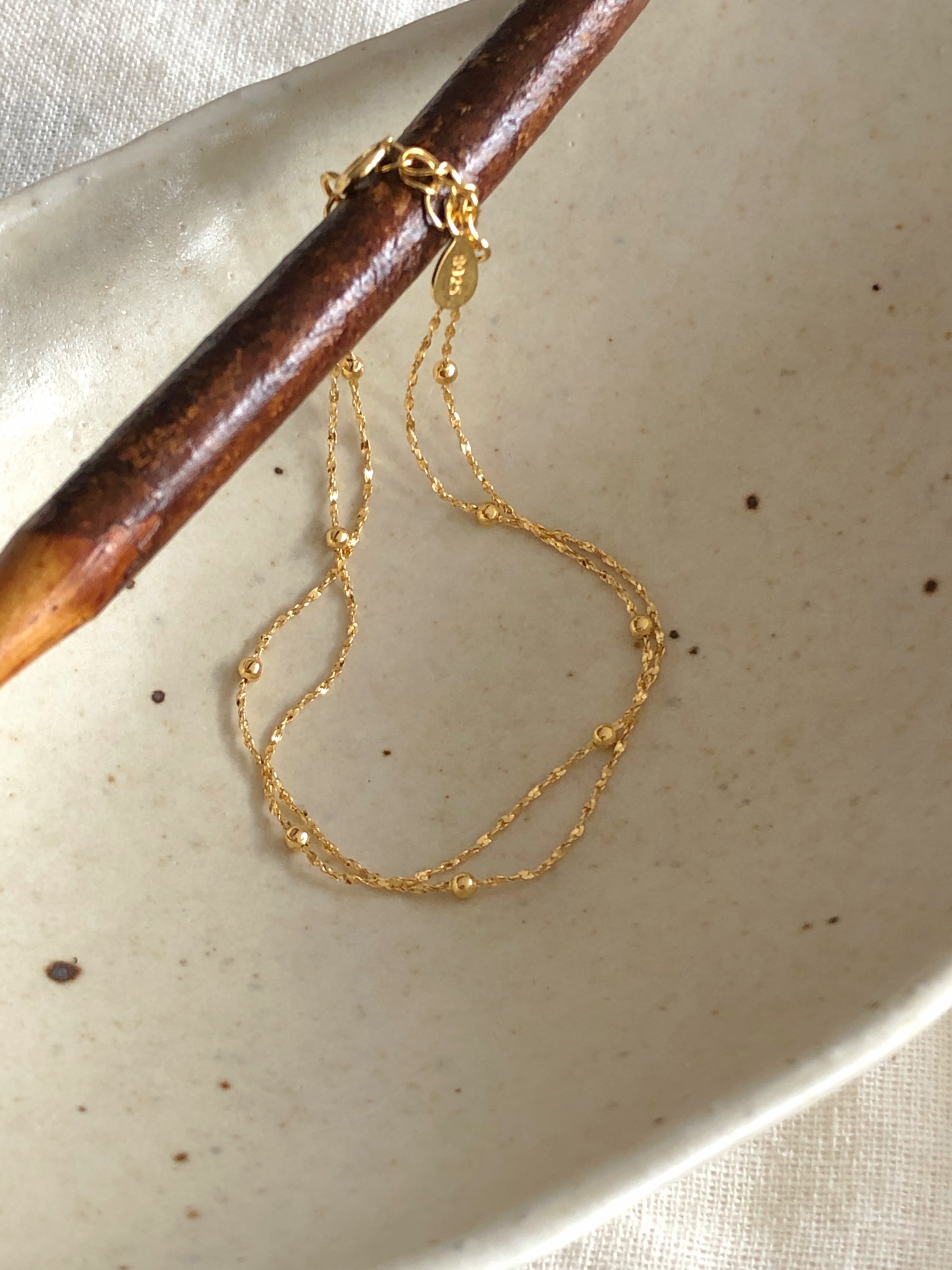 [925silver] ball point layered bracelet