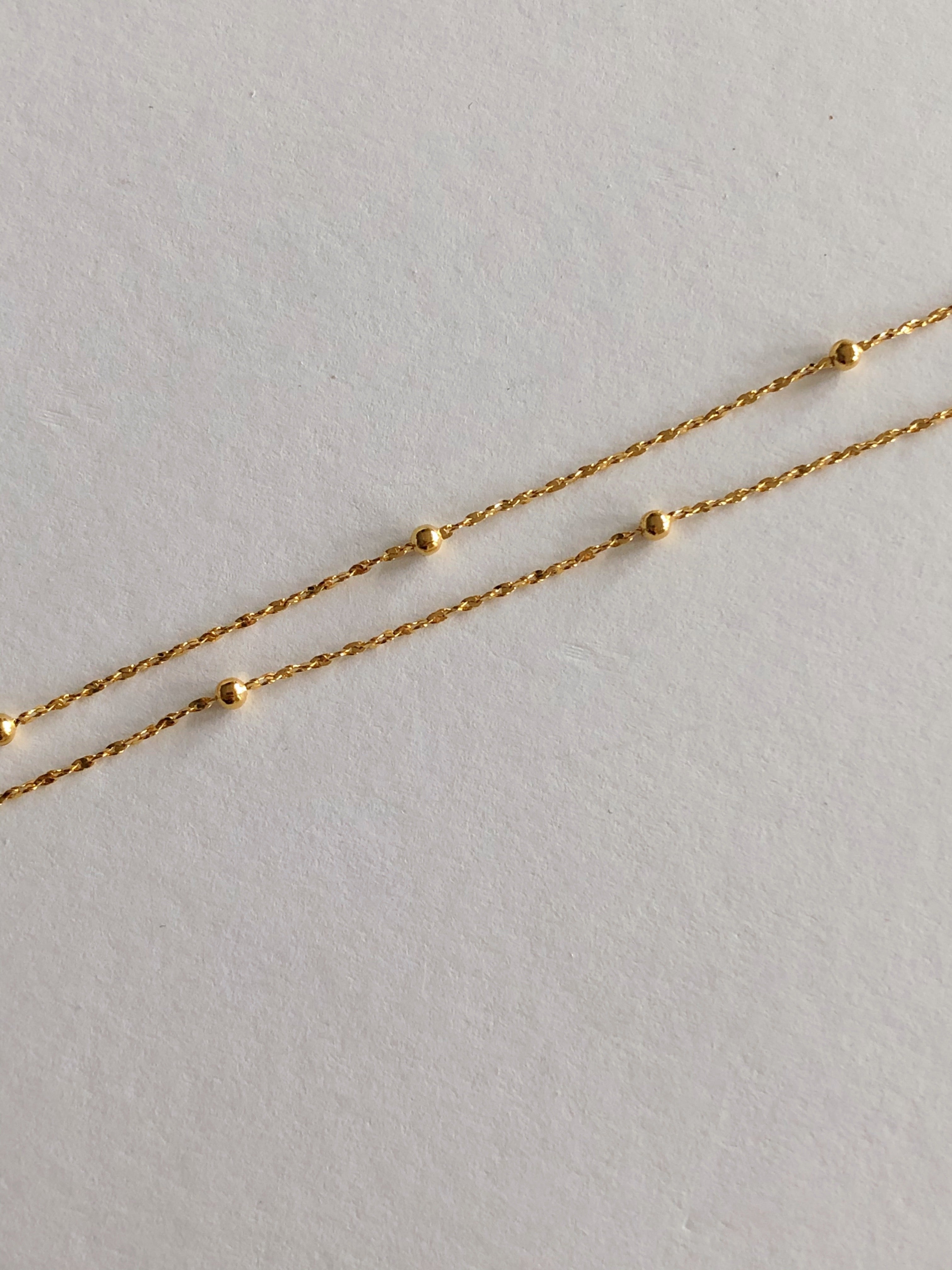 [925silver] ball point layered bracelet