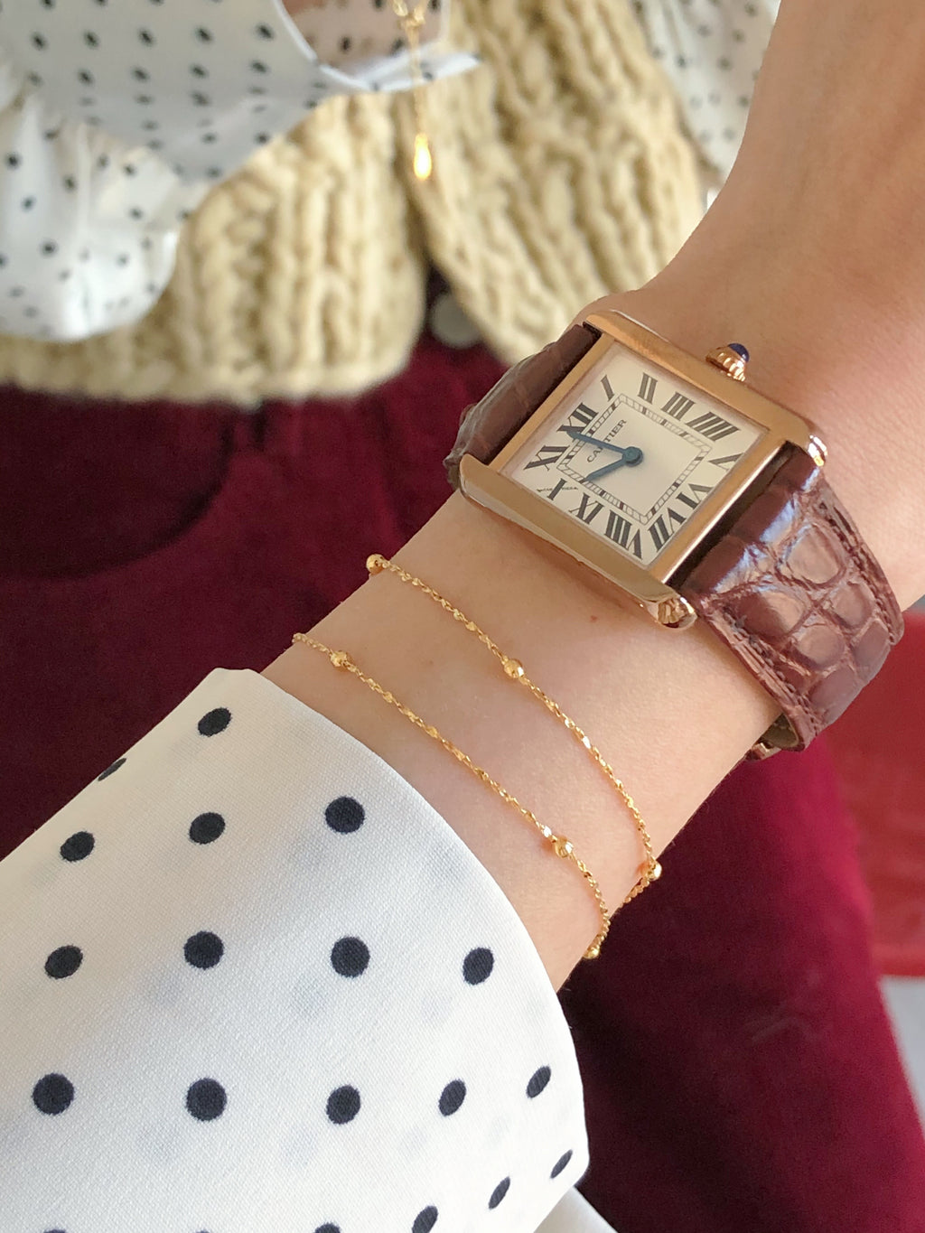[925silver] ball point layered bracelet