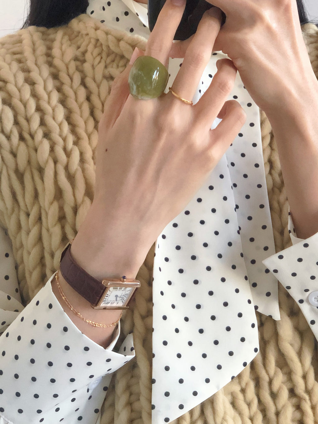 [925silver] ball point layered bracelet
