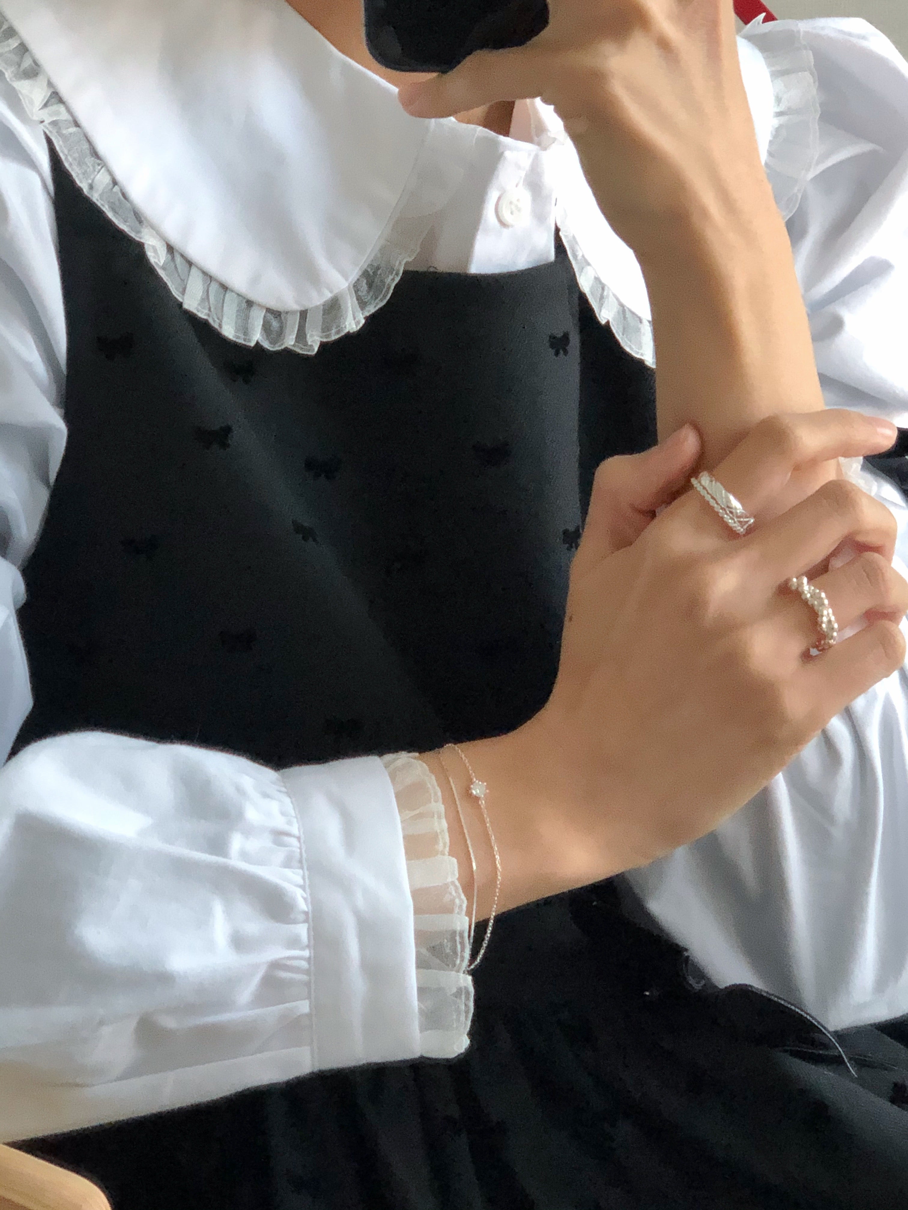 [925silver] double row cubic zirconia bracelet