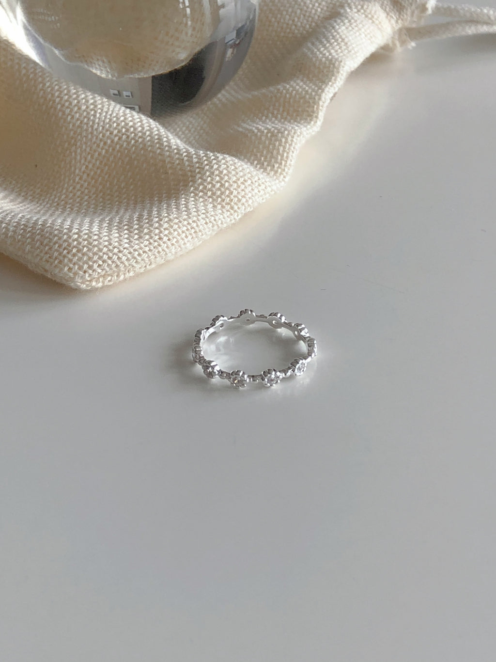 [925silver] circle cubic zirconia ring