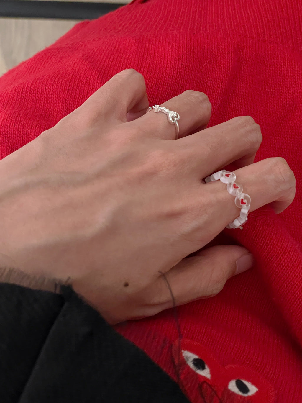 [925silver] heart key ring