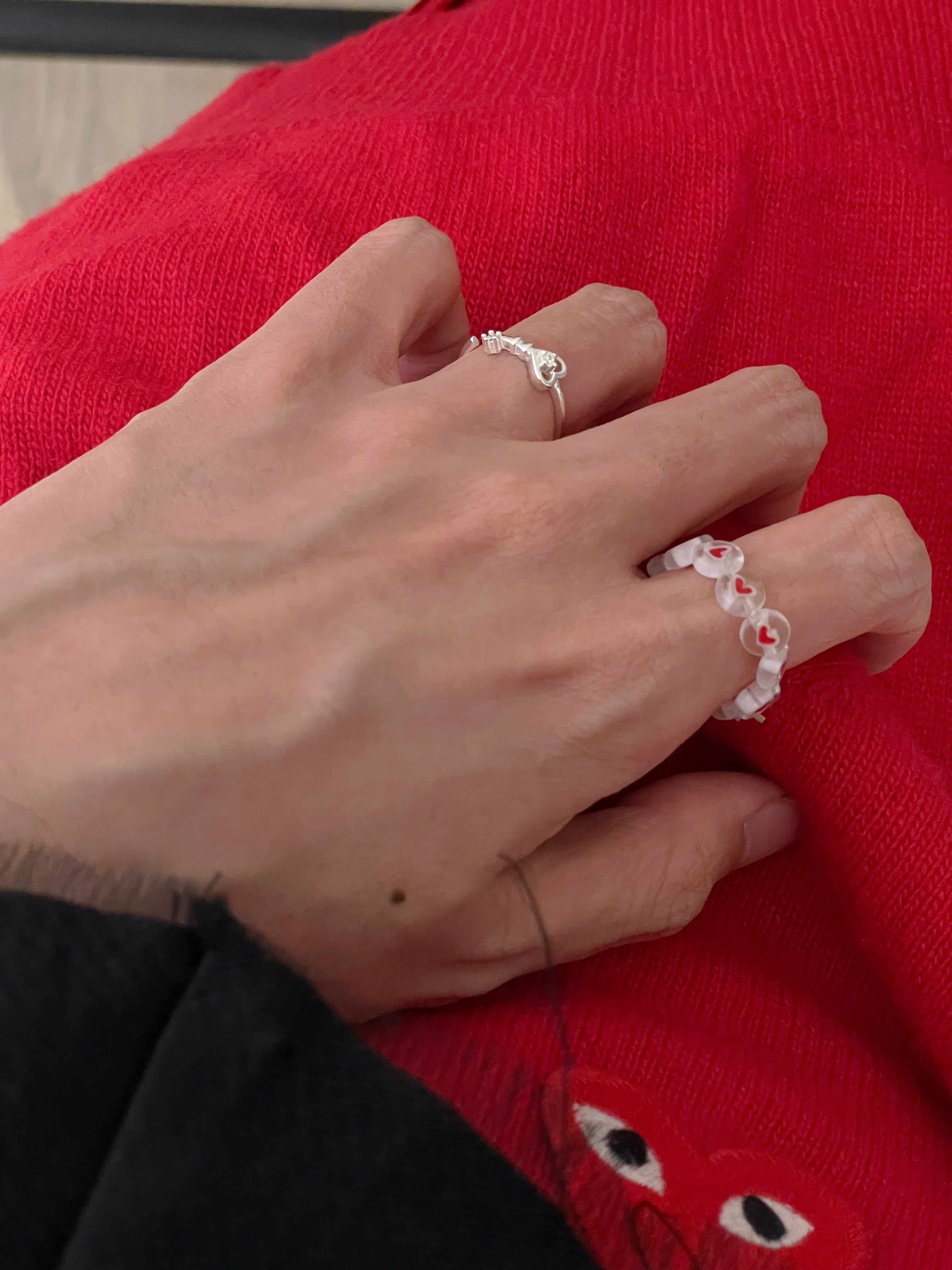 [925silver] heart key ring