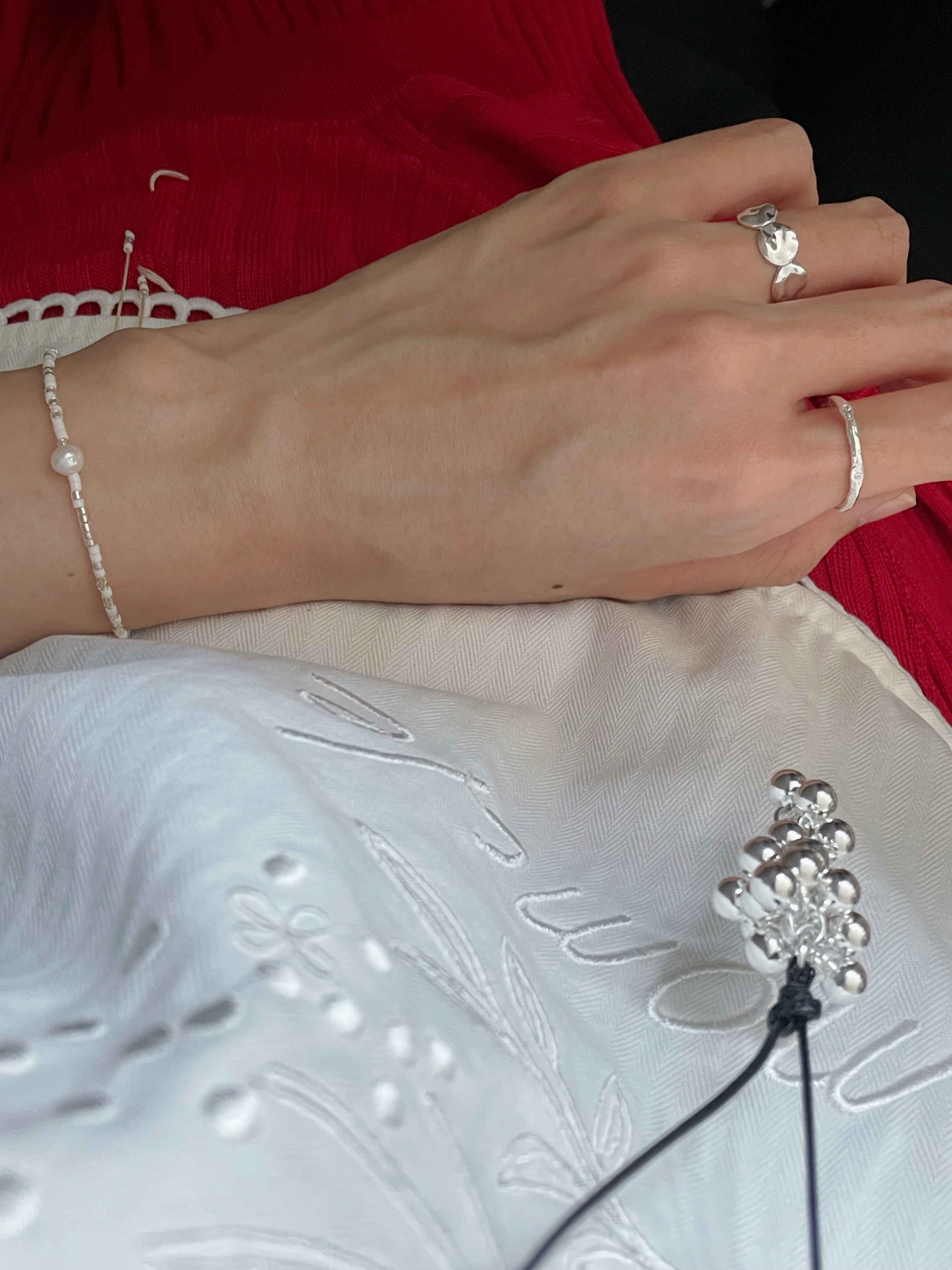 [925silver] textured cubic zirconia ring
