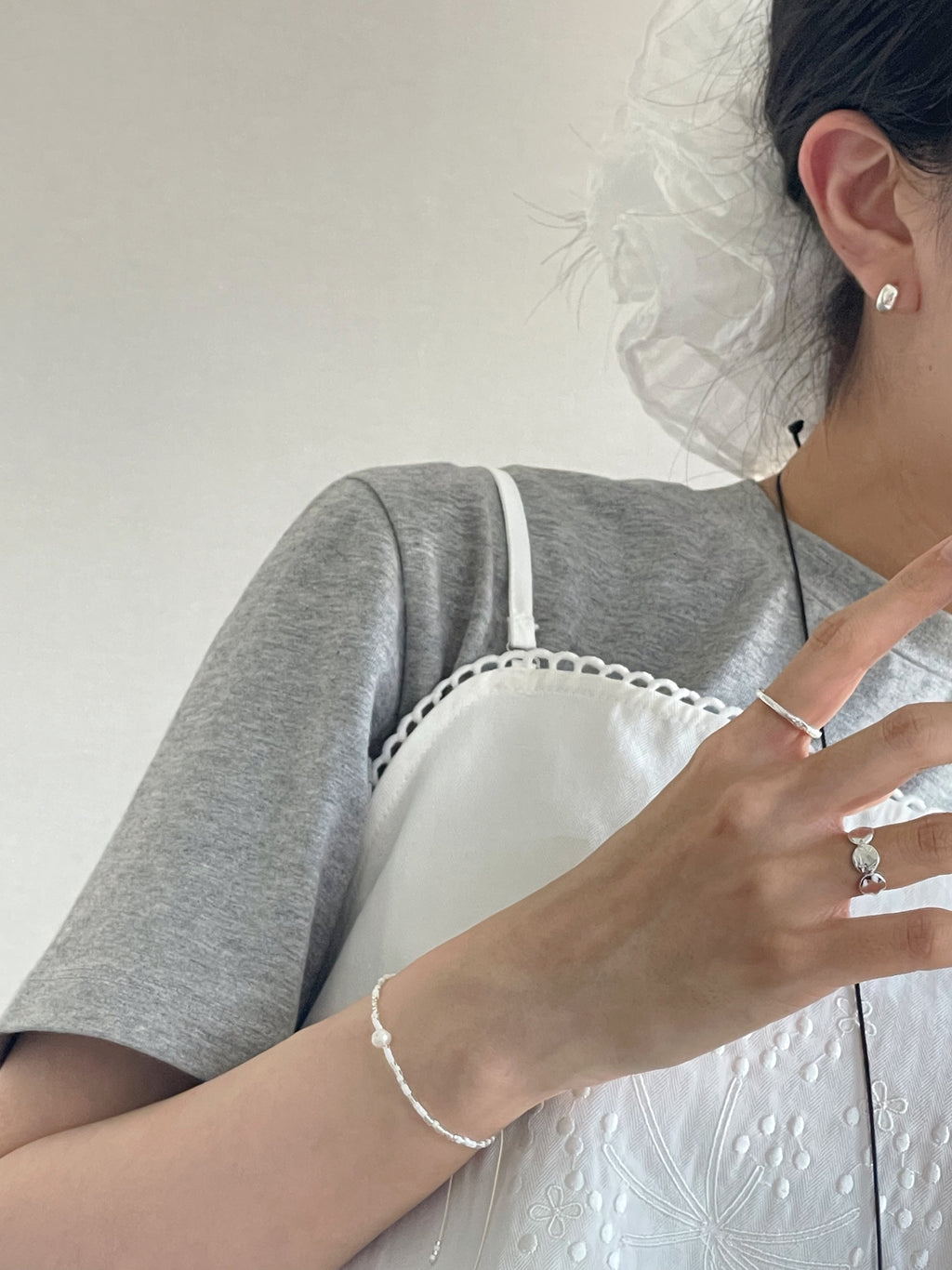 [925silver] textured cubic zirconia ring