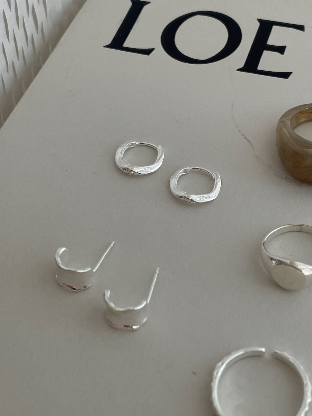 [925silver] simple wave one-touch earrings