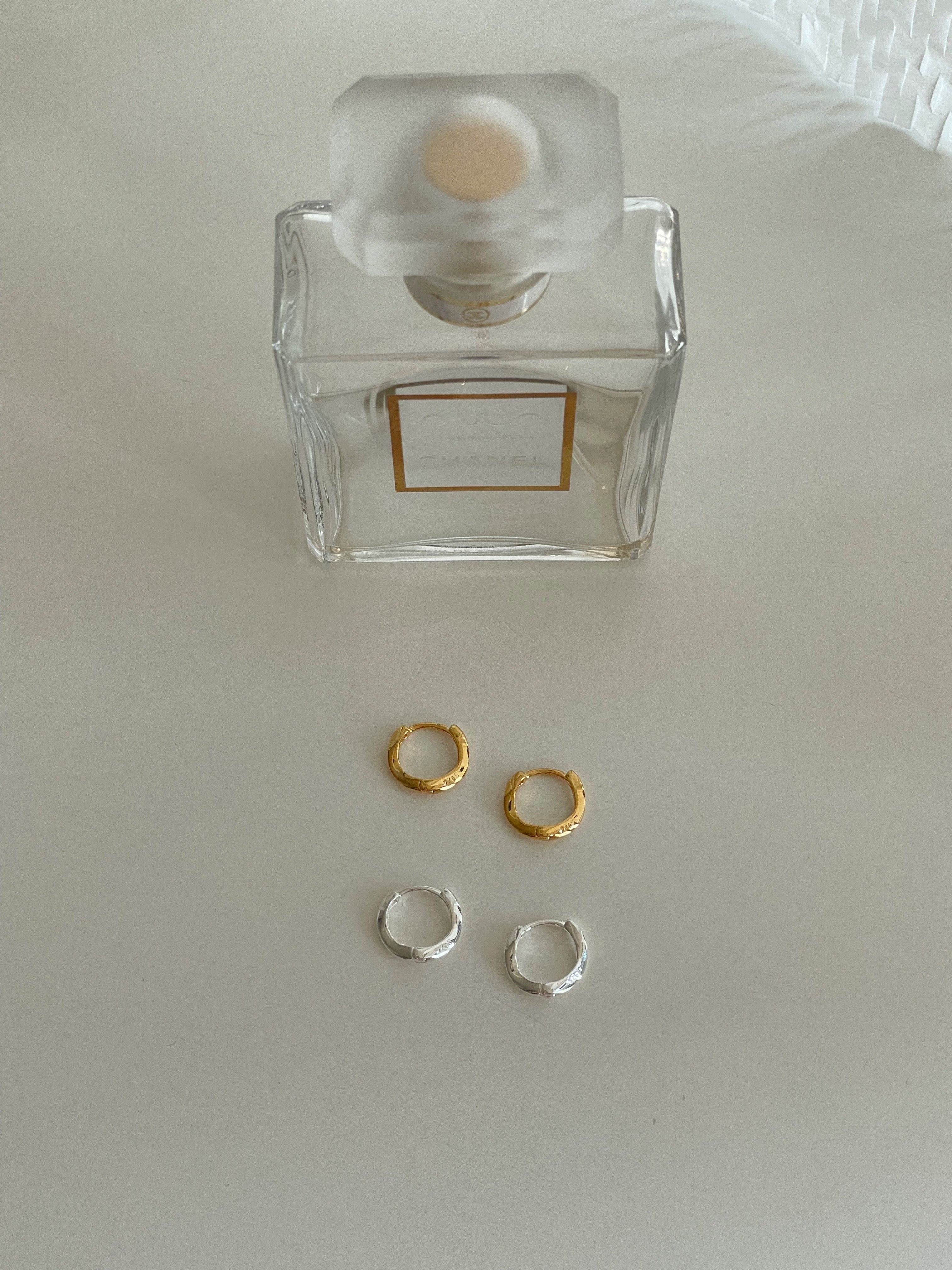 [925silver] simple wave one-touch earrings