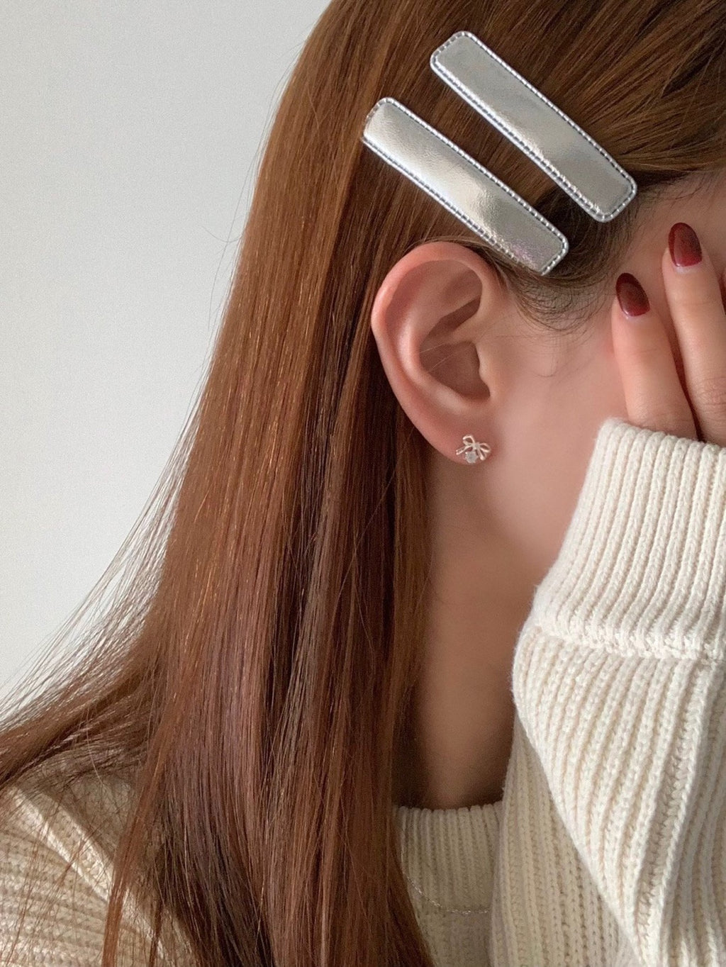 [925silver] ribbon cubic zirconia earrings