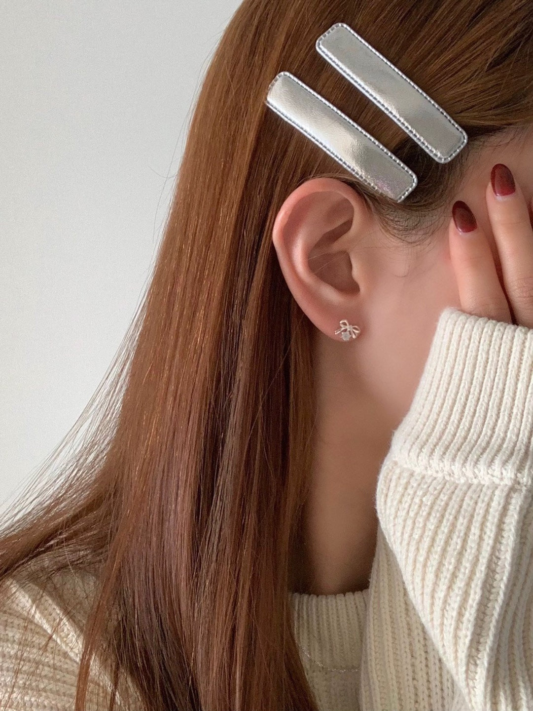 [925silver] ribbon cubic zirconia earrings