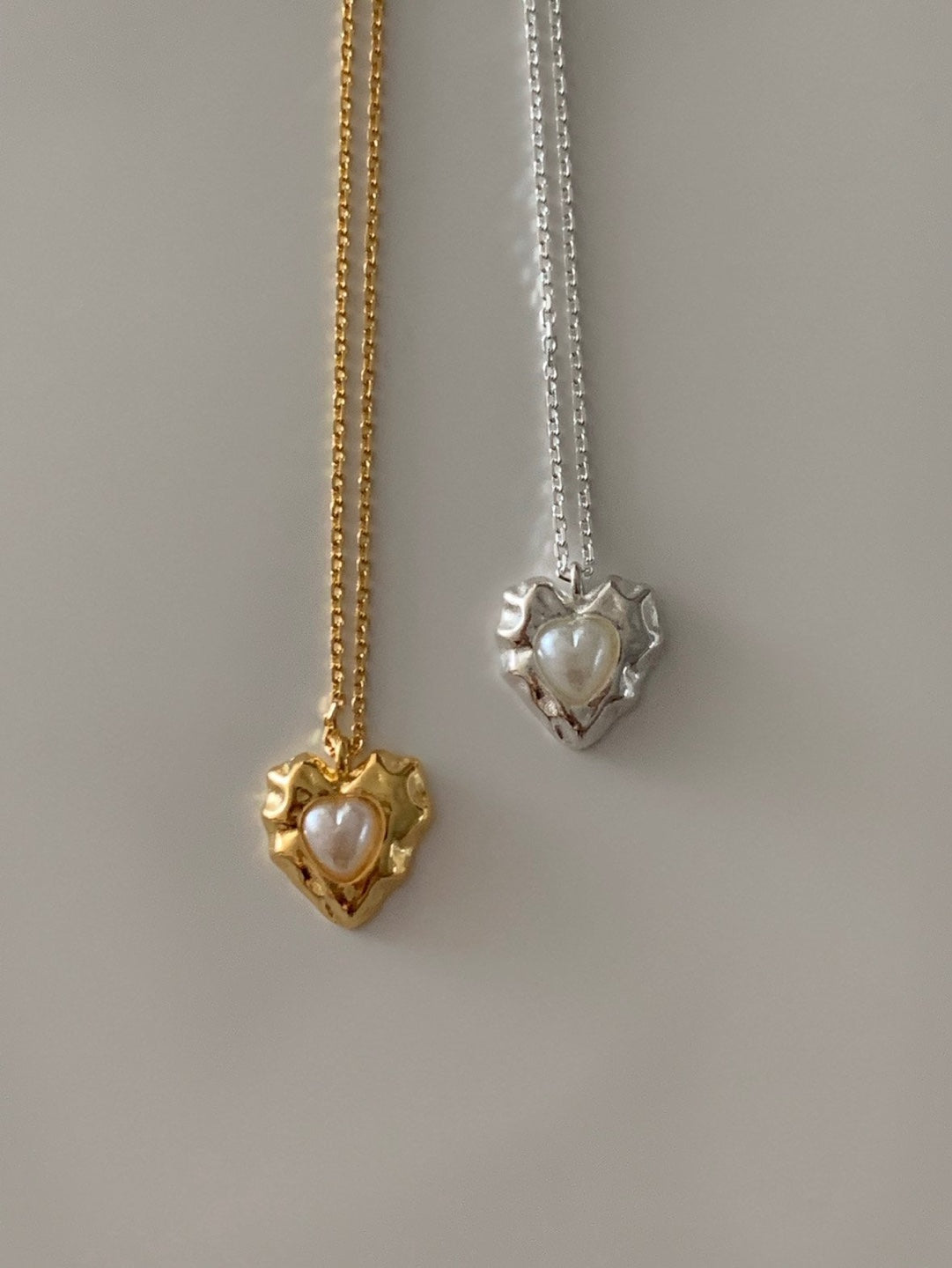 [925silver] vintage heart pearl necklace
