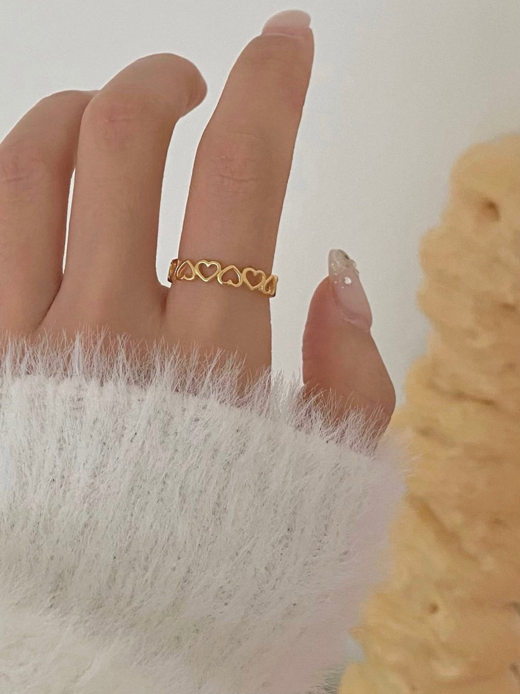 [925silver] hearts open ring