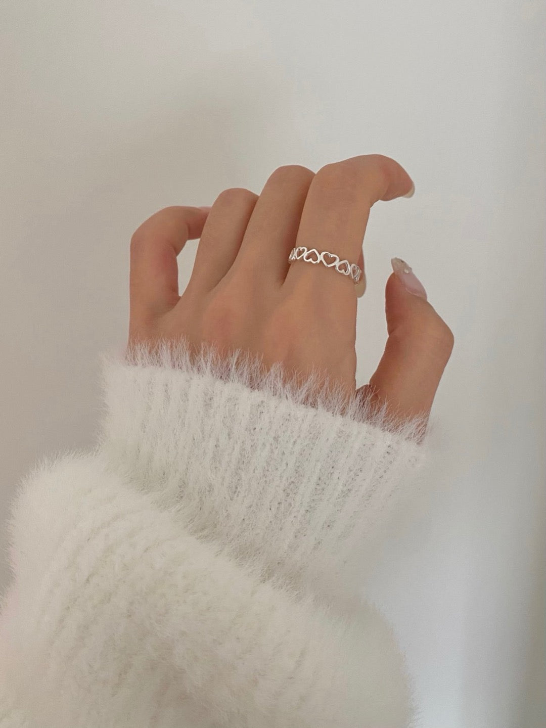 [925silver] hearts open ring