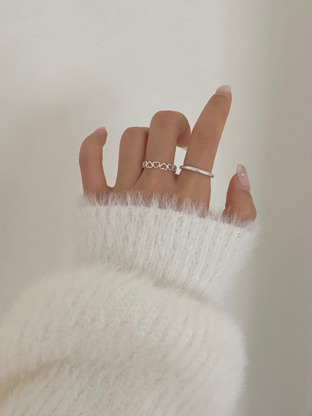 [925silver] hearts open ring