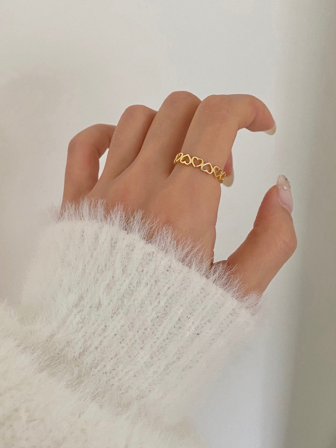 [925silver] hearts open ring