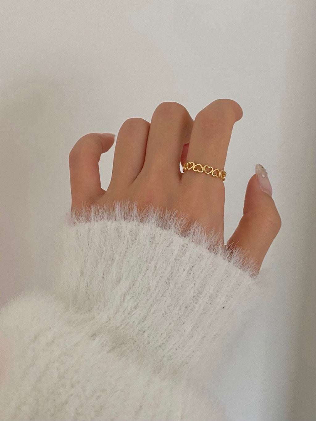 [925silver] hearts open ring
