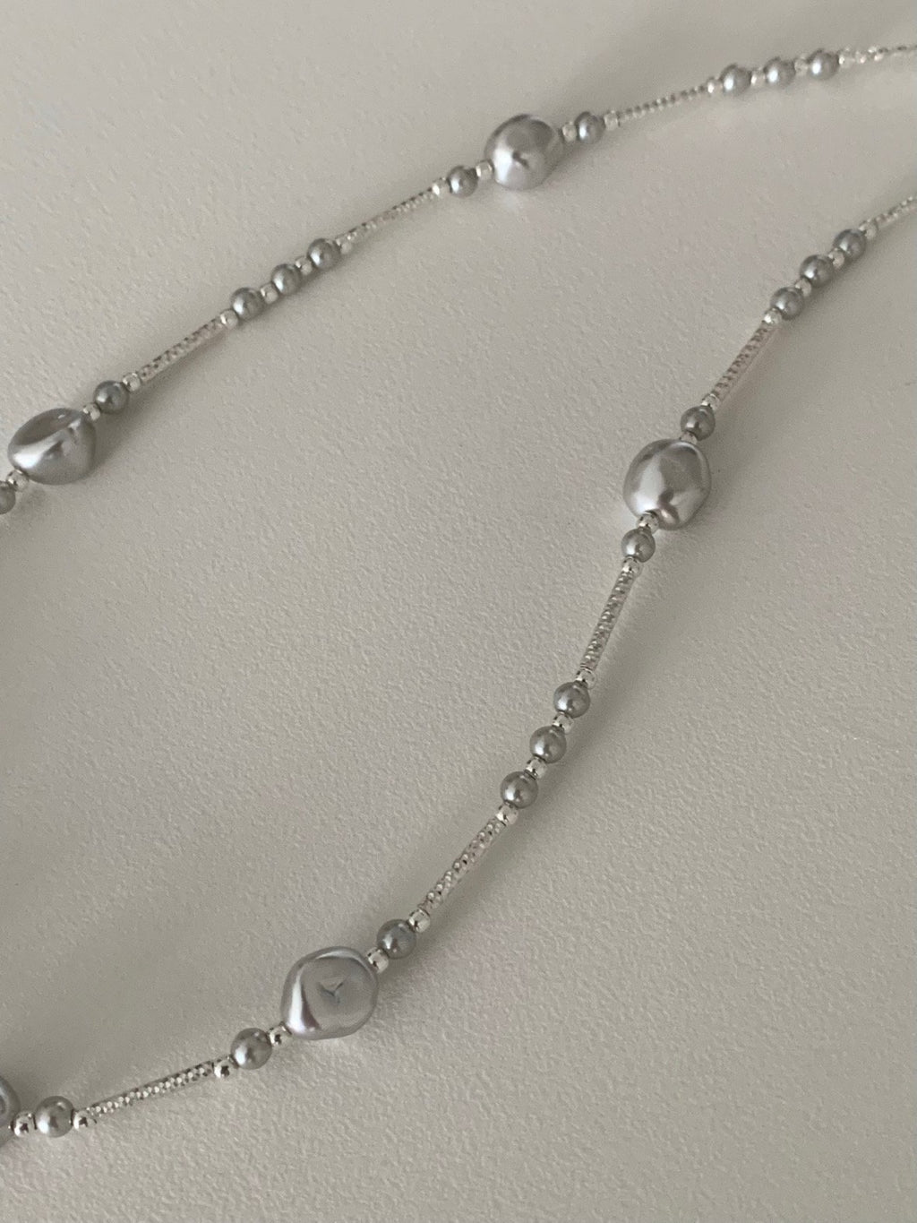 [925silver] unique silver bead pearl nacklace