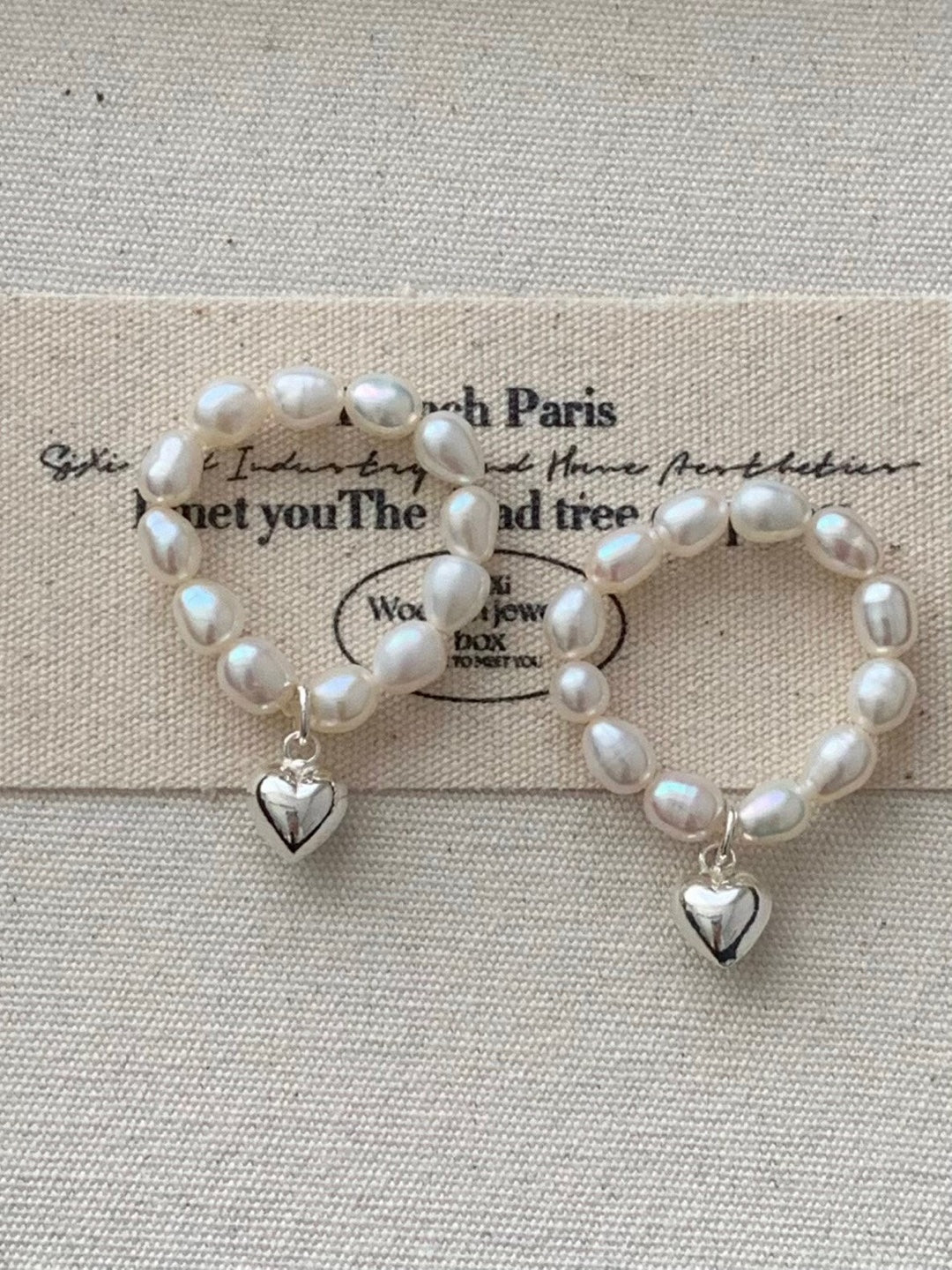[925silver] heart freshwater pearl ring