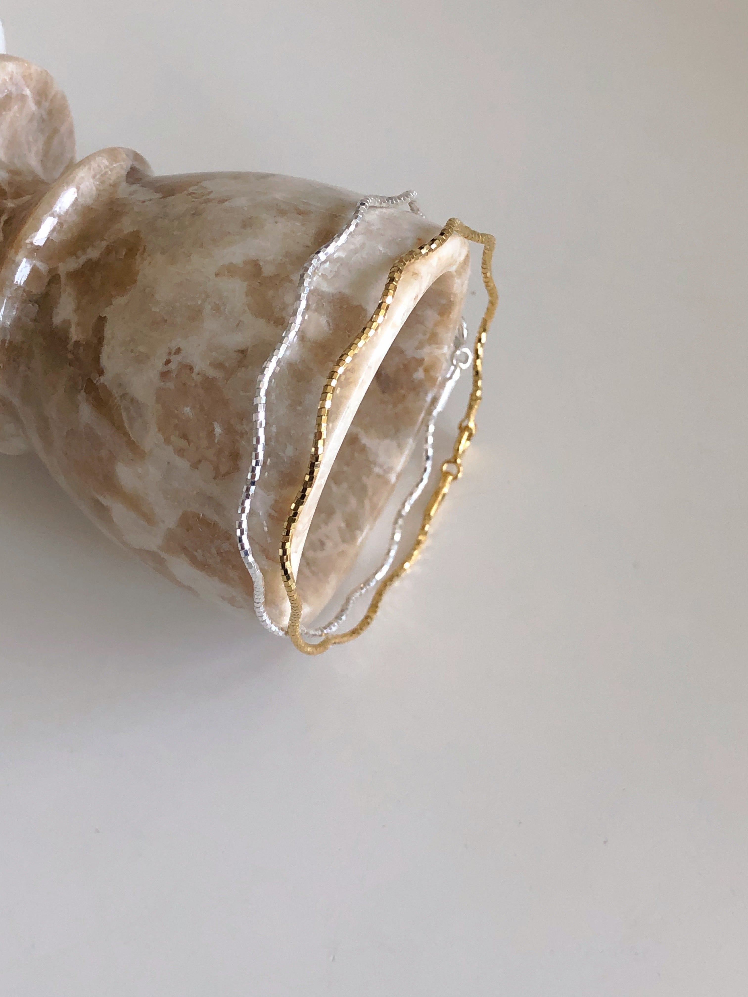 [925silver] simple wave bracelet