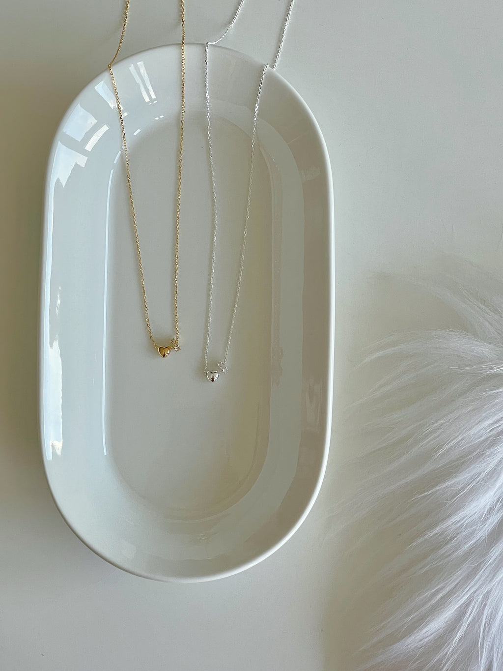 [925silver] mini heart & ring pendant necklace