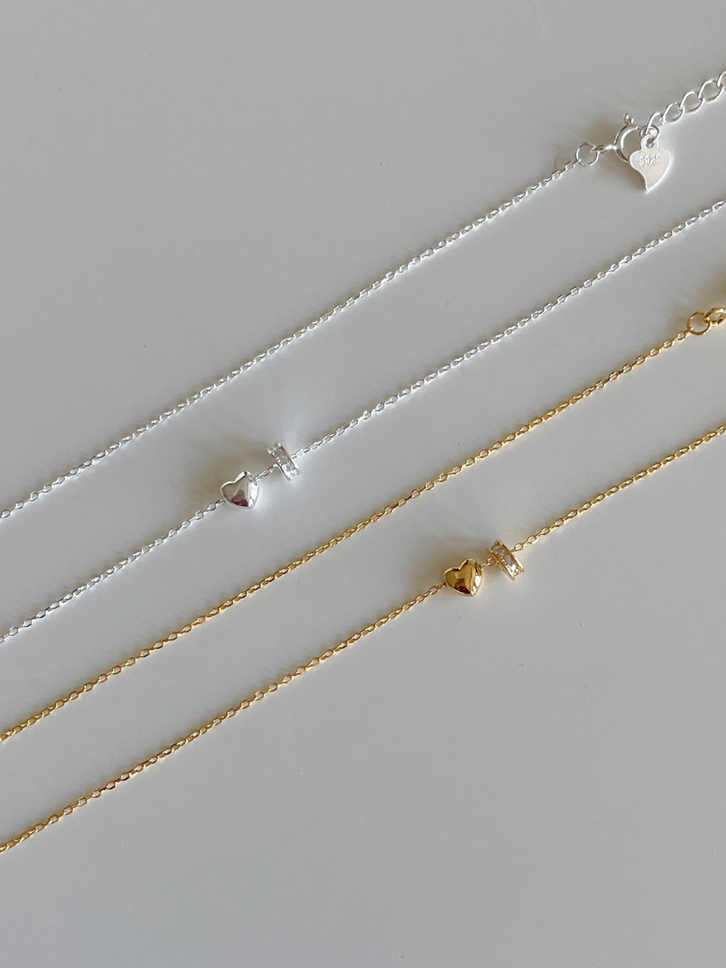 [925silver] mini heart & ring pendant necklace