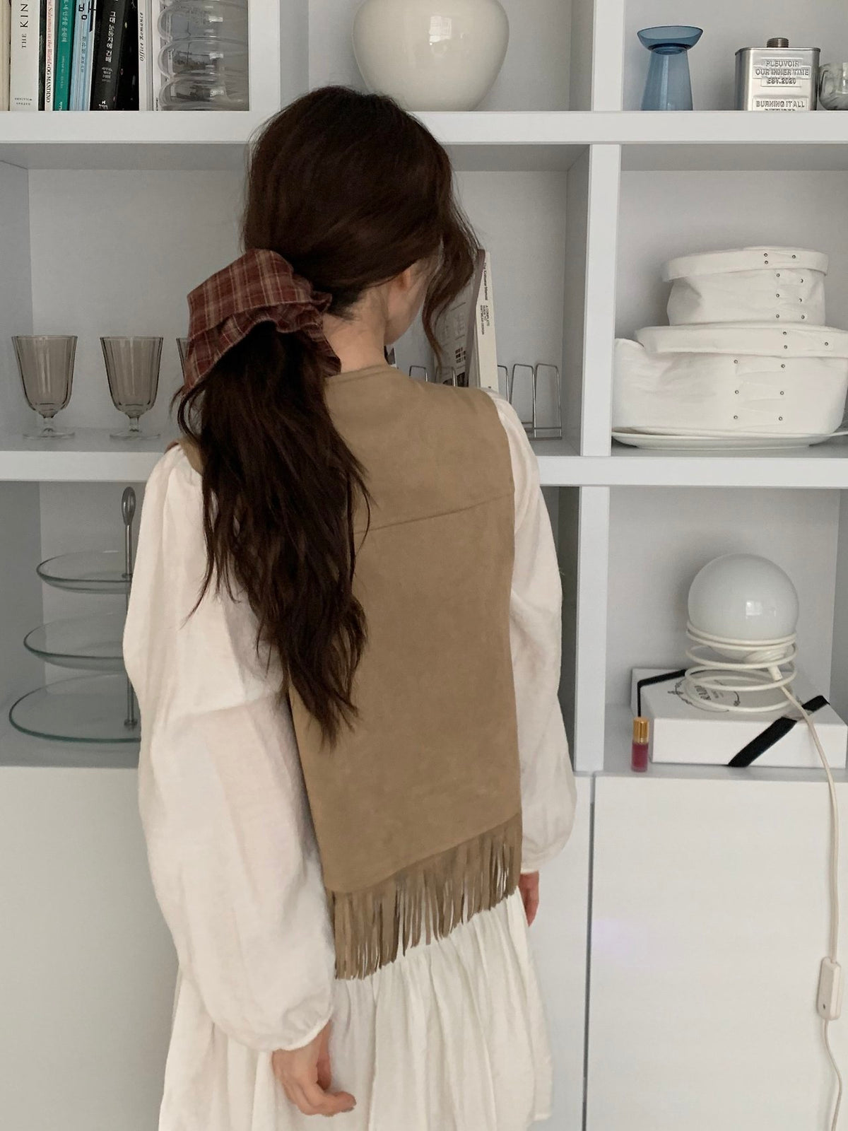 fall check square srunchie