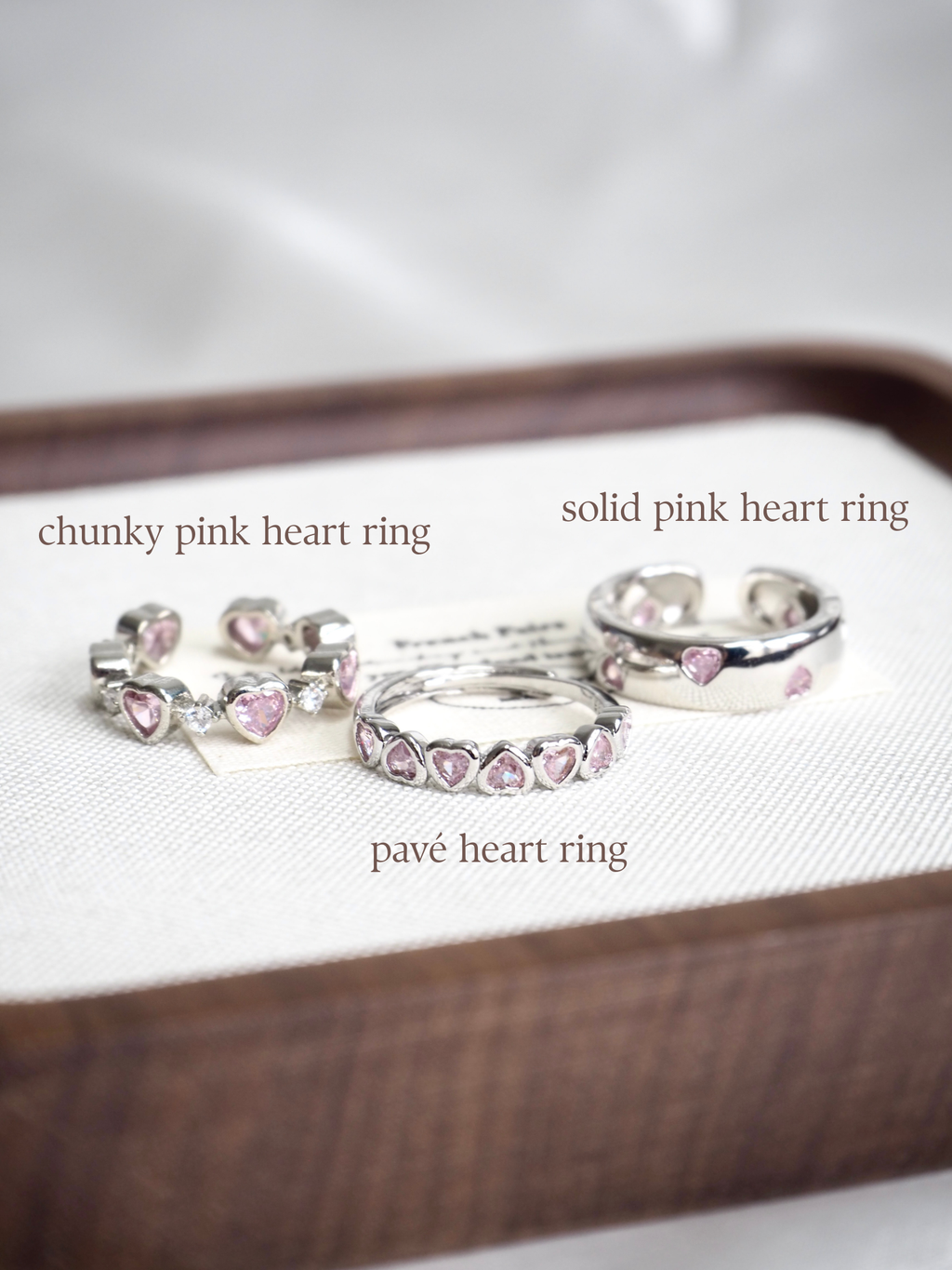 solid pink heart ring