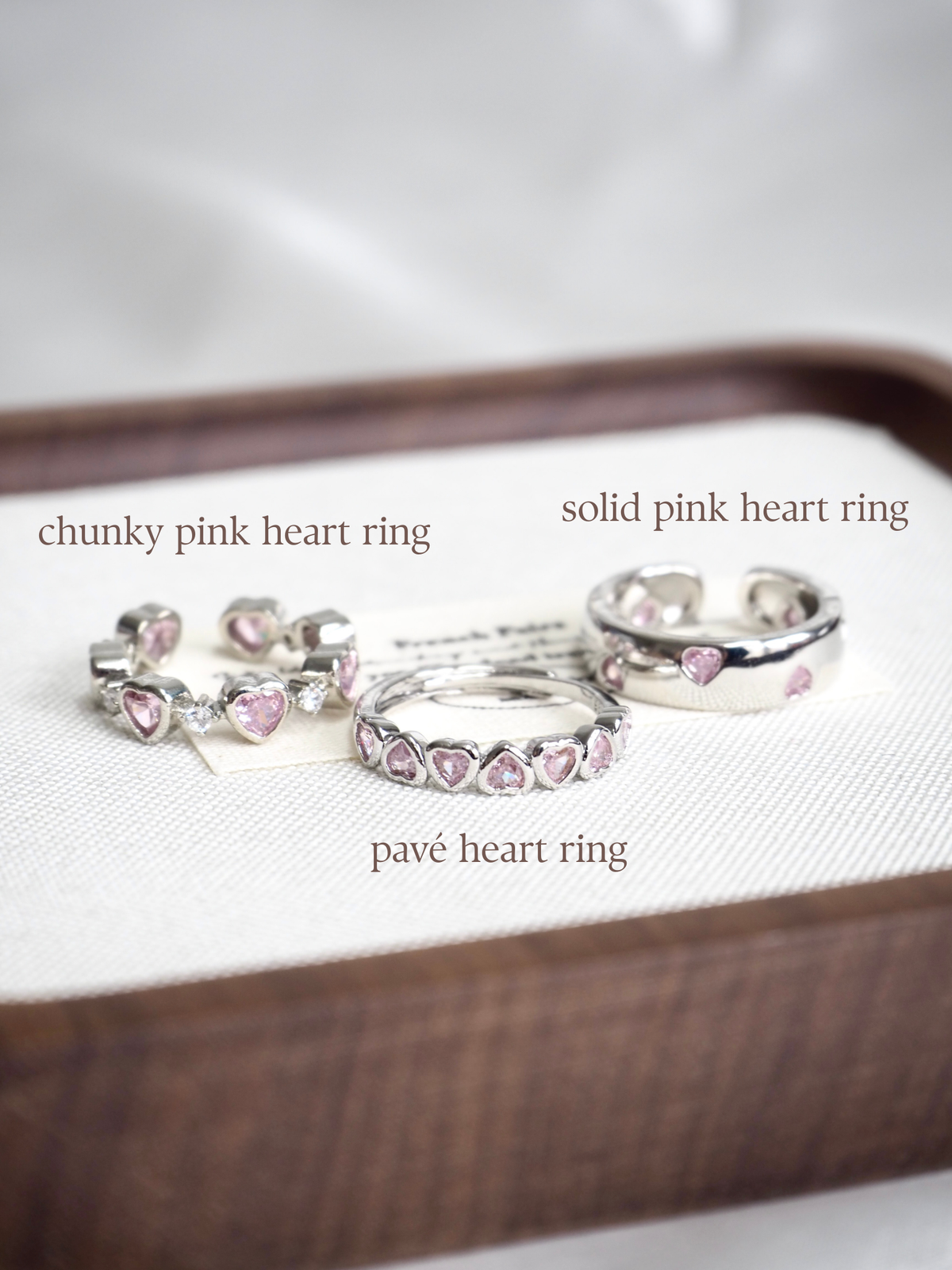 solid pink heart ring